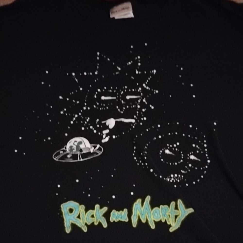 Rick and Morty Solar System Cartoon Black Graphic Tee